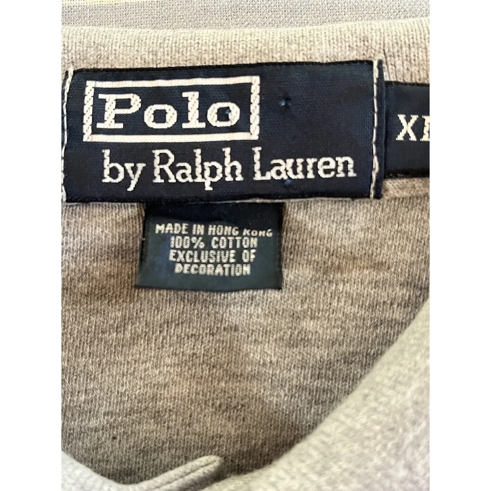 Ralph Lauren Polo Shirt Mens Size XL Gray  Navy Blue Pony